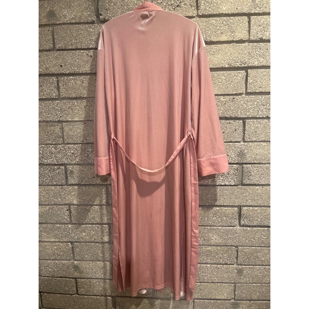 Nordstrom Womens Long Pink Velvet Open-Front Duster Cardigan With Pockets & Belt - Picture 6 of 8